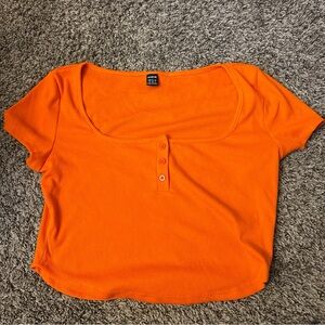 SHEIN Orange Fitted Crop Blouse